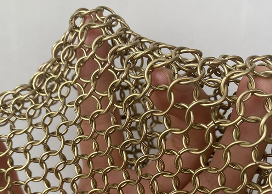 Acero inoxidable Ring Mesh Fabric Chainmail Curtain 304ss del metal del color oro