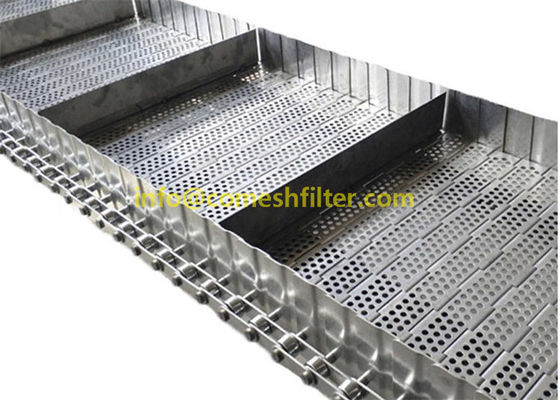 314 de acero inoxidables banda transportadora de enfriamiento del listón de la placa de Mesh Chain Link Perforated Flat de 304 alambres para el elevador