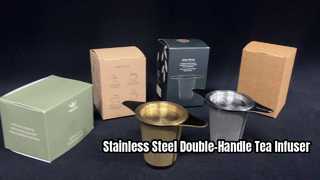 Colador de hojas con filtro Infusor de té de doble mango de acero inoxidable