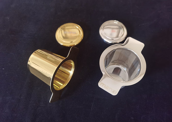 Un buen precio. Infusor de hierbas y especias de acero inoxidable dorado con logotipo personalizado para taza en línea