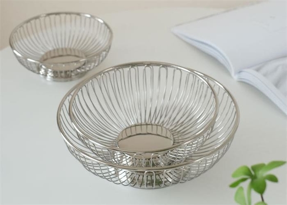 Un buen precio. Cesta de alambre de acero inoxidable de 20 cm estilo decorativo pan de metal fruta hortalizas en línea