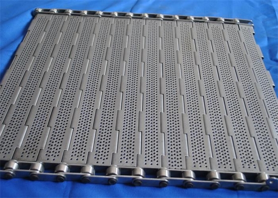 Un buen precio. Cinturón de transporte de chapa de acero inoxidable perforada con enlace de cadena de chapa de malla de chapa de bisagra en línea