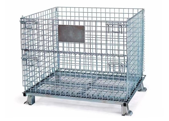 Un buen precio. caja de palets de metal galvanizado revestido de malla de alambre de trabajo pesado contenedor de almacenamiento de metal palets jaulas de equipo estante apilables en línea
