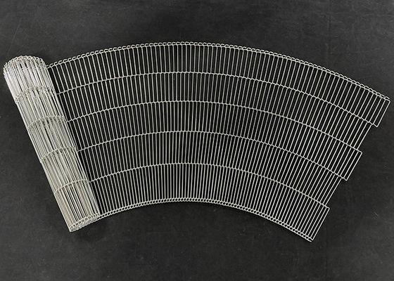 Escalera de acero inoxidable 304 de conexión de malla de alambre de cinta transportadora plana flexible para transportador curvo