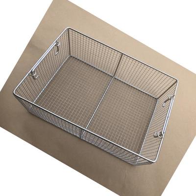 304 Stainless Steel Woven Mesh Basket Industrial Workshop Cleaning Storage Metal Wire Mesh Basket