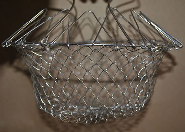 Un buen precio. Cesta profunda plegable de la malla del acero inoxidable de la sartén, cesta de la fritada de la malla de alambre en línea