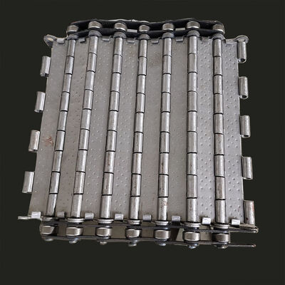 Cinta transportadora de malla de listones de placa de cadena de chip de chatarra con bisagras de acero con alto contenido de carbono de metal para máquina CNC