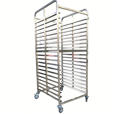 Cocina 600 x 400 mm metal Acero inoxidable 15 20 Nivel 40 bandeja de pan horno de aluminio estante para hornear carro de panadería comercial con ruedas