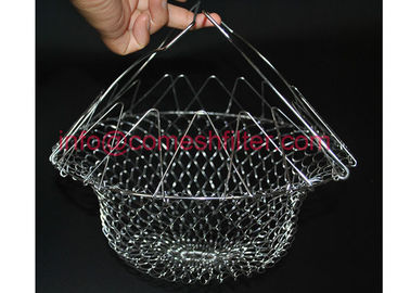 Un buen precio. Doblez plegable de la herramienta de la cocina del tamiz de la bandeja de la malla de alambre del metal completamente fácil almacenar en línea