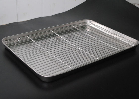 alambre de acero inoxidable 304 Mesh Baking Tray With Rack de los 60*40*2.5cm